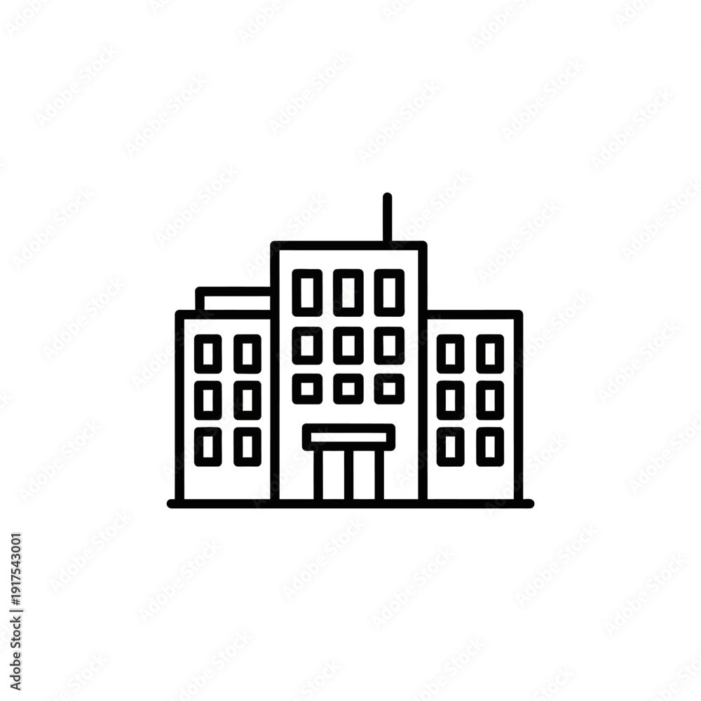 Fototapeta premium Modern City Office Building with Multiple Windows and Central Entrance