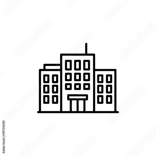 Modern City Office Building with Multiple Windows and Central Entrance