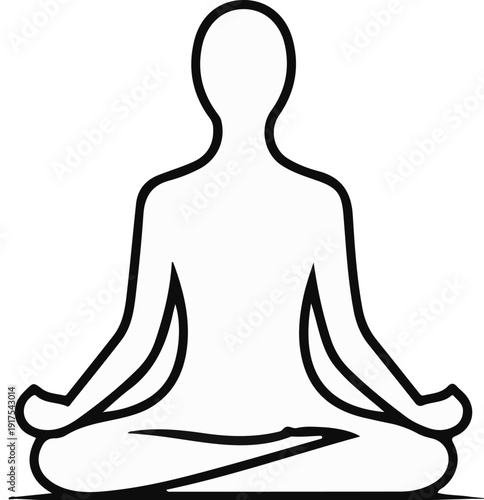 Outline of a person in a meditative lotus pose, with closed eyes and calm