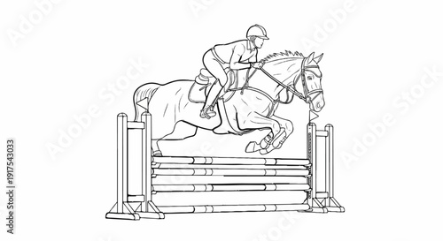 Rider and horse in mid-air over a jump