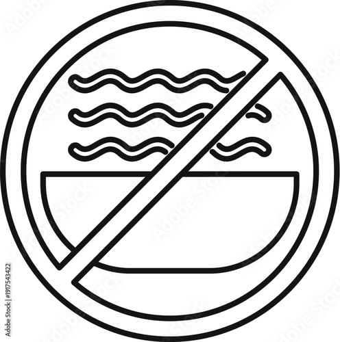 Pictogram showing a bowl of hot food with a prohibition symbol