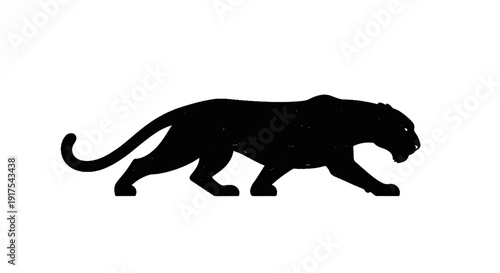 Silhouette of a black panther walking with its mouth open