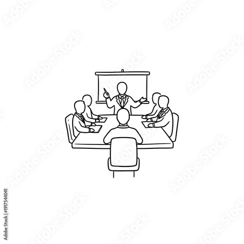 Professional Business Meeting with Presentations and Discussion in Conference Room