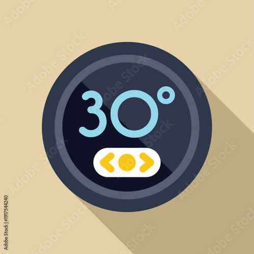 Smart thermostat displaying a digital temperature and controls for climate control