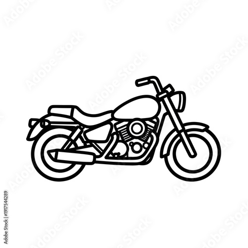 Stylish Black and White Motorcycle Illustration for Automotive Enthusiasts