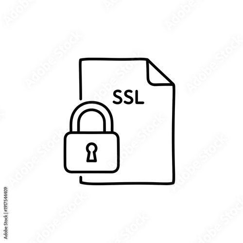 Secure SSL Encryption Lock and Digital Certificate Concept for Cybersecurity