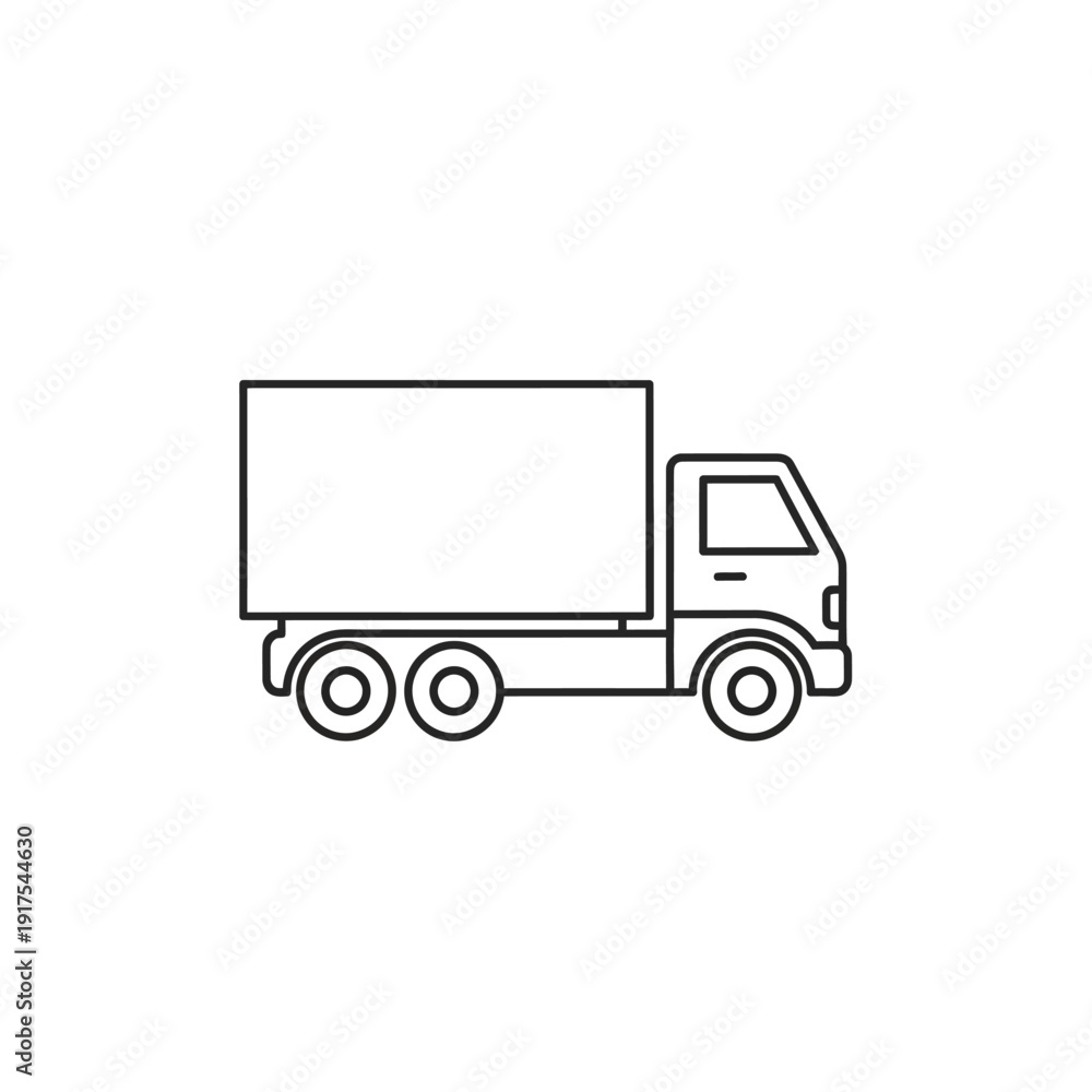Fototapeta premium Simple Line Drawing of a Cargo Truck for Transportation and Logistics Concept