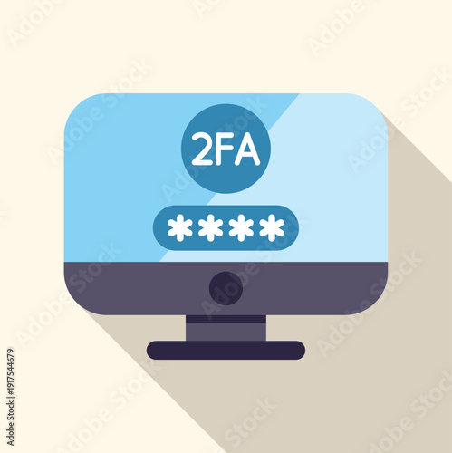 Computer monitor screen showing two factor authentication with password input for secure login