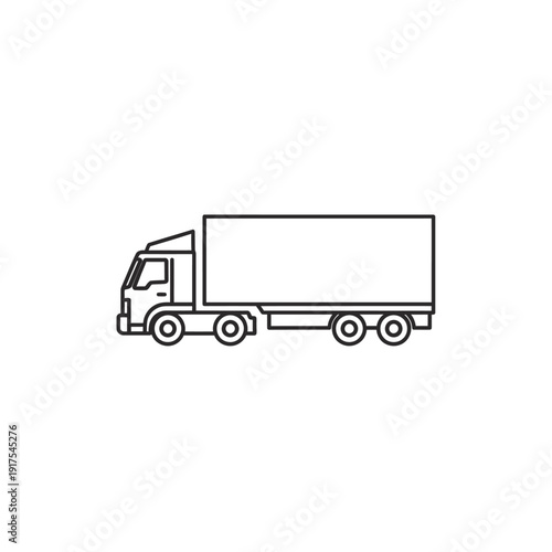 Simple Line Illustration of a Delivery Truck for Logistics and Transportation Concepts