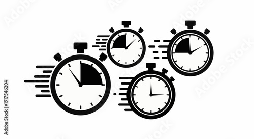 Multiple stopwatches illustrate rapid time passage with motion lines