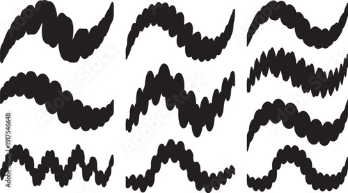 Collection of various black mustache shapes and designs