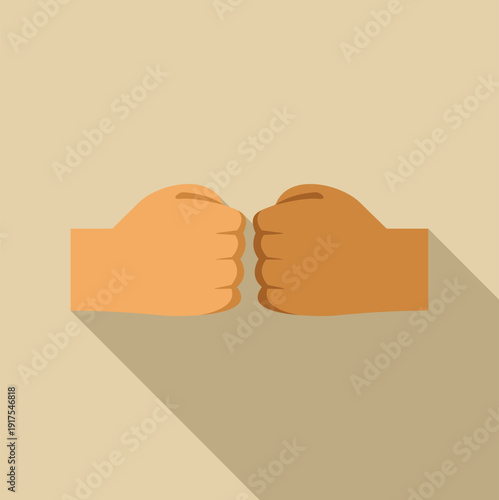 Two diverse hands making a fist bump gesture in flat design