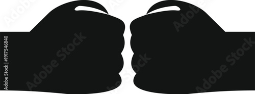 Boxing gloves in silhouette hitting together as a symbol of sport, competition, and combat