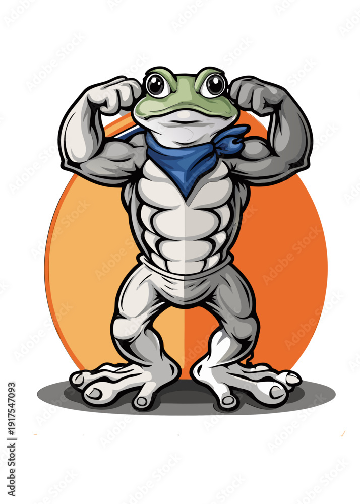 Fototapeta premium una rana muscolosa stile cartoon 01