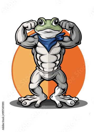 una rana muscolosa stile cartoon 01