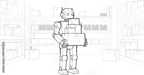 Robot carrying boxes in a warehouse setting