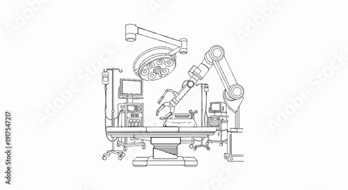 Robotic arm and medical equipment in an operating room