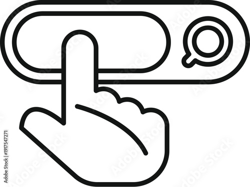 Finger tapping on a search input field with magnifying glass icon