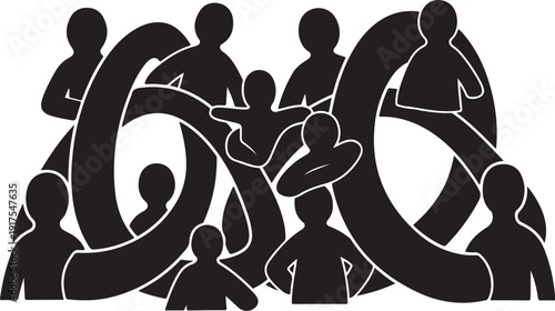 Diverse group of people forming a united community circle