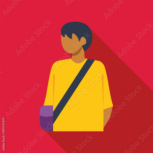 Person with injured arm getting support from a medical sling illustration