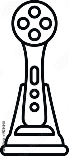 Electric facial massager device on charging stand providing anti aging skincare