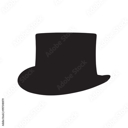 black top hat with blue strip isolated on white background
