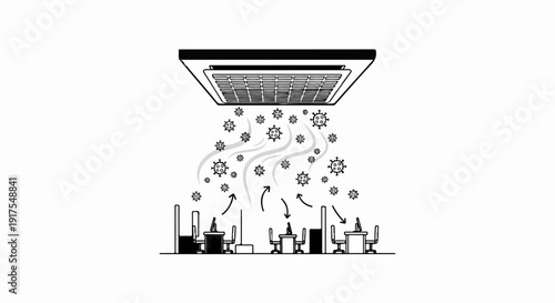 Office air system circulating viruses, office cubicles below