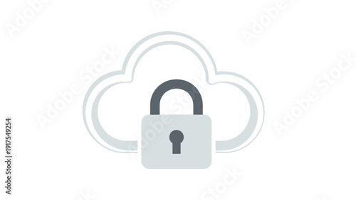Locked Padlock Icon on Cloud Symbol.