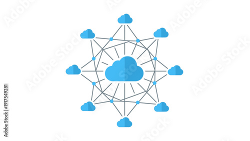 Cloud Computing Network Diagram with Multiple Clouds.