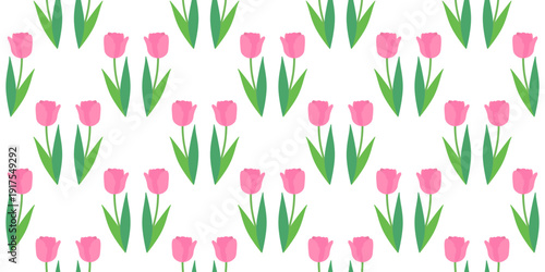Seamless pattern of tulips on a white background