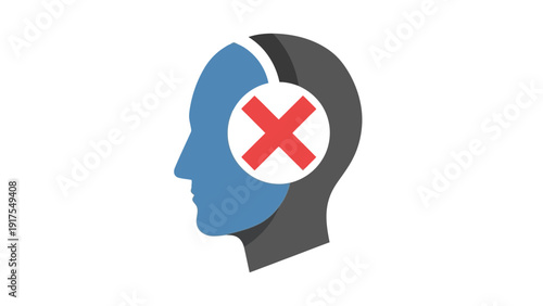 Human Head with Red Cross Symbol Inside.