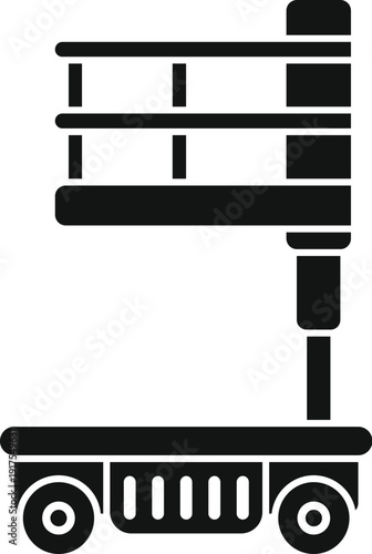 Scissor lift representing construction and maintenance equipment on white background