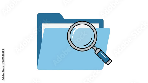 Magnifying Glass on Folder Icon.
