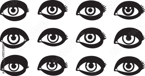 Collection of Various Human Eyes in Black and White