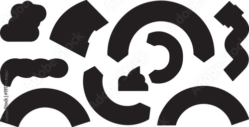 Black and white abstract shapes on clean background design