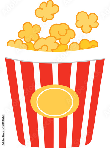 Playful popcorn bucket for movie nigh, Hand draw popcorn  snack illustration