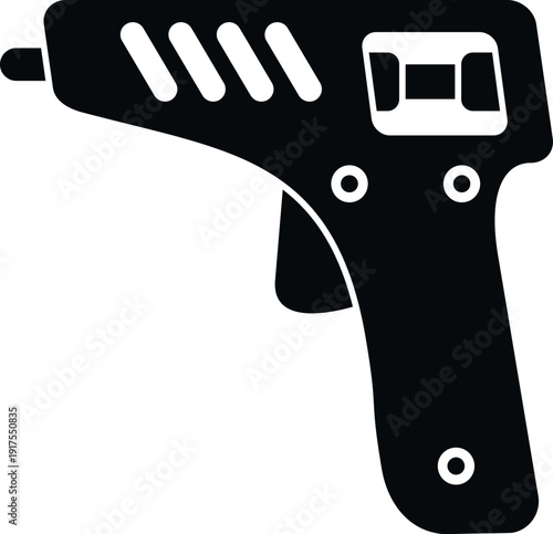 Hot glue gun silhouette providing an icon for diy crafts and repair projects