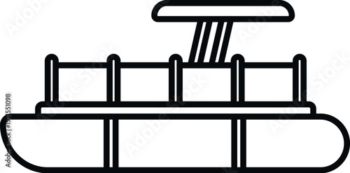 Pontoon boat vector icon on a white background, symbolizing water recreation