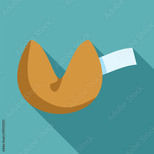 Fortune cookie with a blank message paper on a blue background