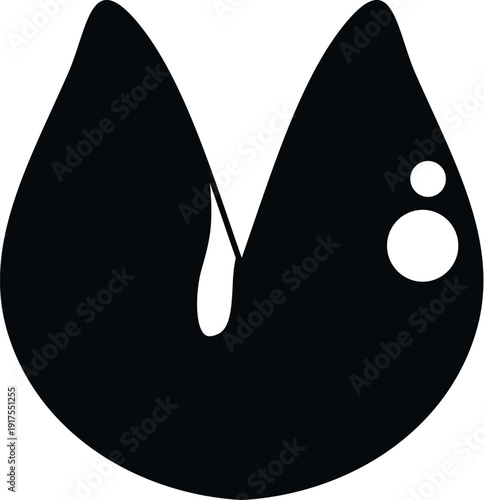 Abstract simple icon of black water drop or sprout shape on white background