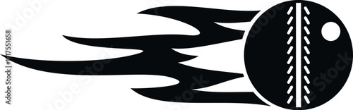 Cricket ball icon showing fast movement and intense energy in vector style