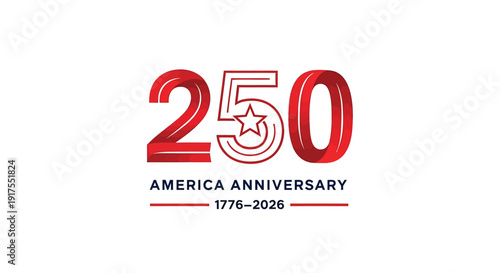 America anniversary 250 years vector logo, 1776-2026 celebration emblem, patriotic symbol
