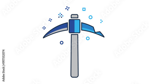 Pickaxe Tool with Blue Accents and Sparkling Effects.