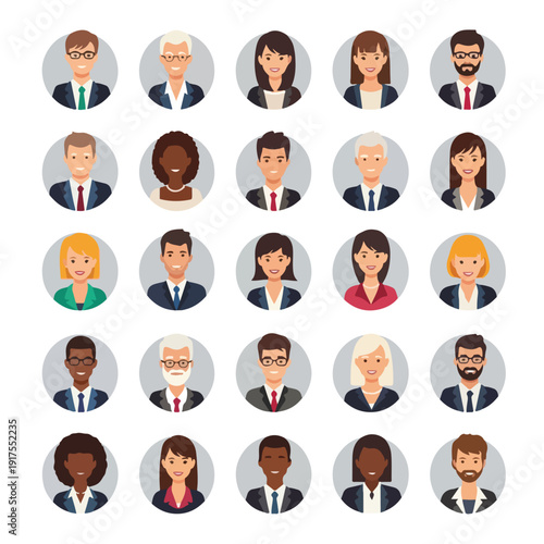 Diverse business people avatars cartoon characters