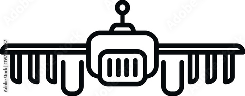 Robotic drone applying pesticide or fertilizer in smart agriculture line art