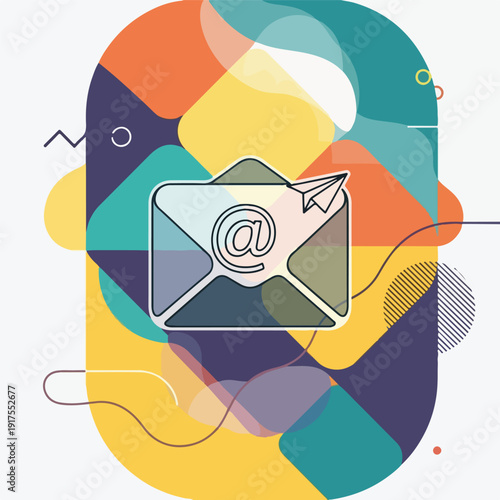 Email Icon on Colorful Geometric Background