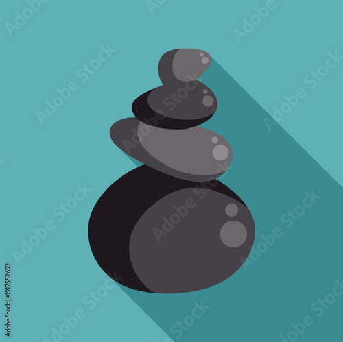 Flat design illustration showing a stack of balanced pebble stones with a long shadow
