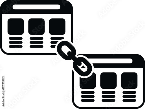 Web pages linking together symbolizing backlink building for seo