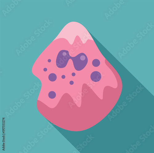 Amoeba cell protozoa microorganism in a flat design style with a long shadow