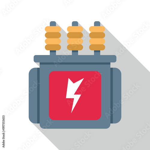 Electrical transformer icon symbolizing energy, power, and voltage with a lightning bolt